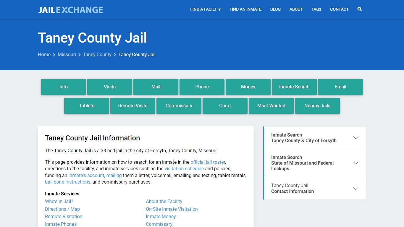 Taney County Jail, MO Inmate Search, Information